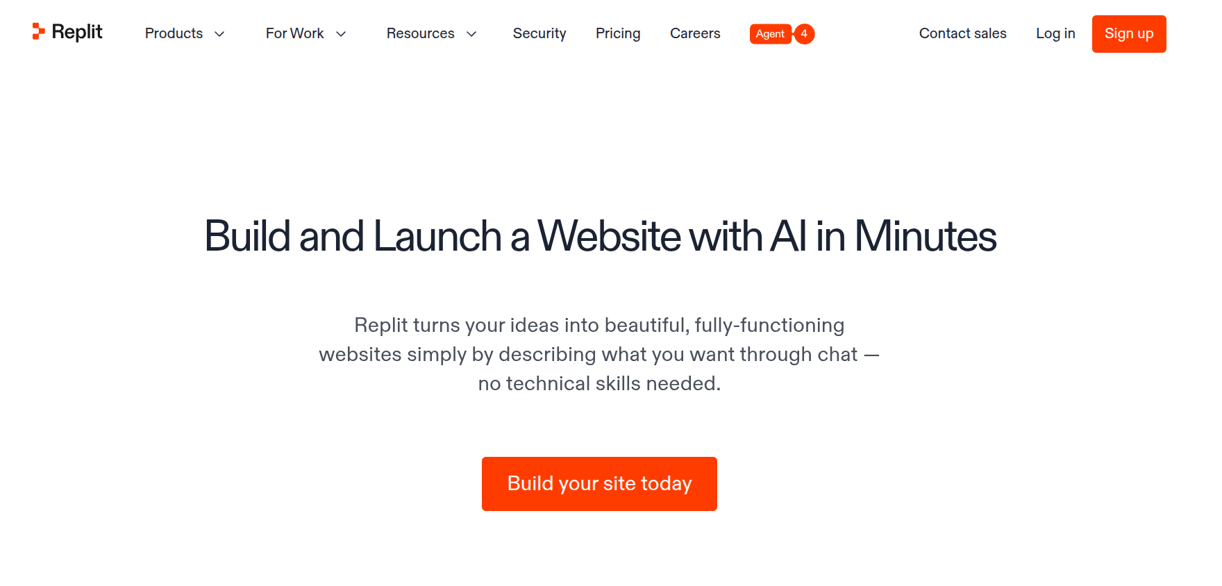 Replit AI website builder page