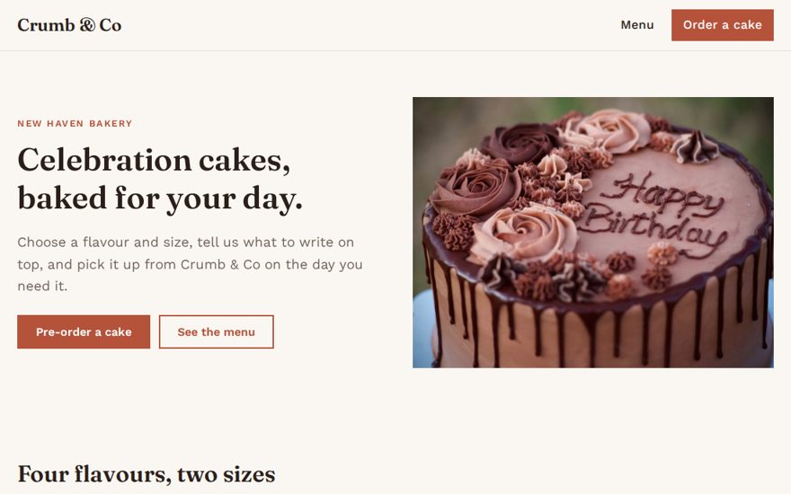 Crumb & Co, a demo app built by the Casso agent