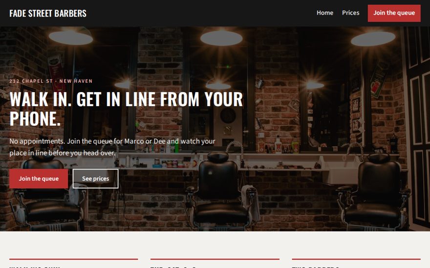 Fade Street Barbers, a demo app built by the Casso agent