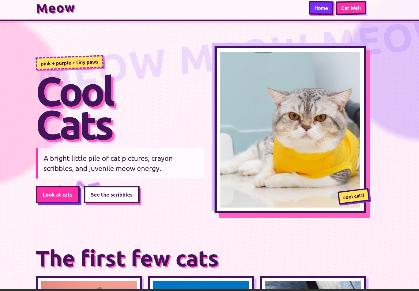 Cool Cats sample website built by Casso